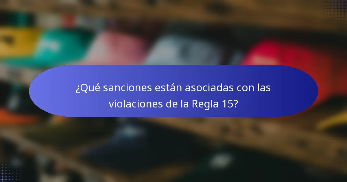 ¿Qué sanciones están asociadas con las violaciones de la Regla 15?